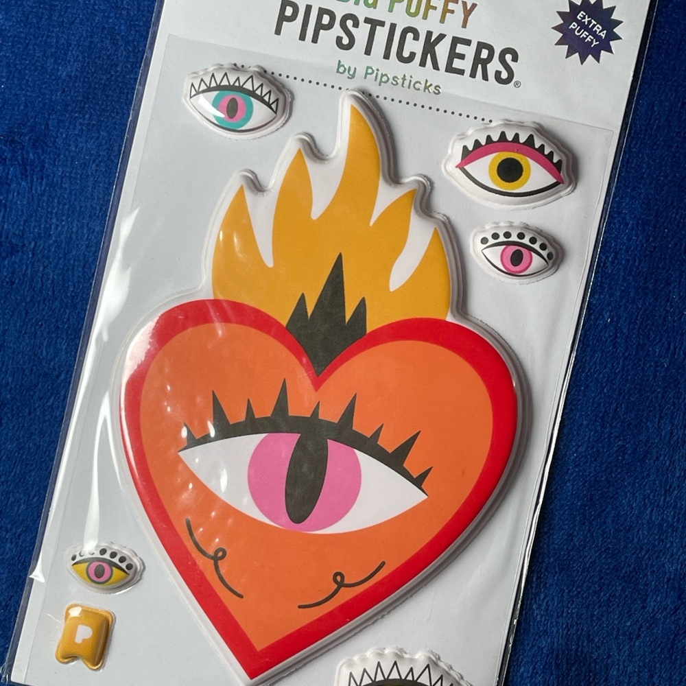 NWT Big Puffy Heart and Eye Stickers by Pipsticks - Pipstickers